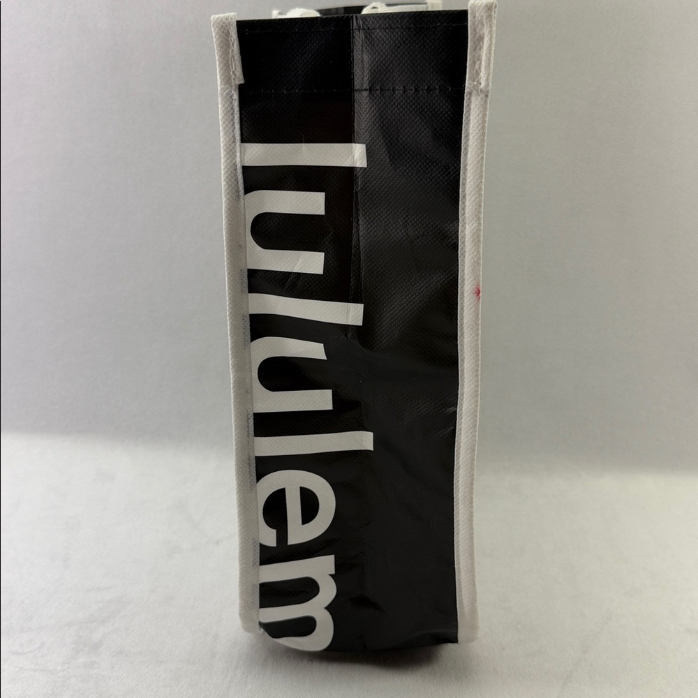 Lululemon Small Reusable Tote White Sides Black Shopping Bag 12” X9” X5” - Picture 2 of 8